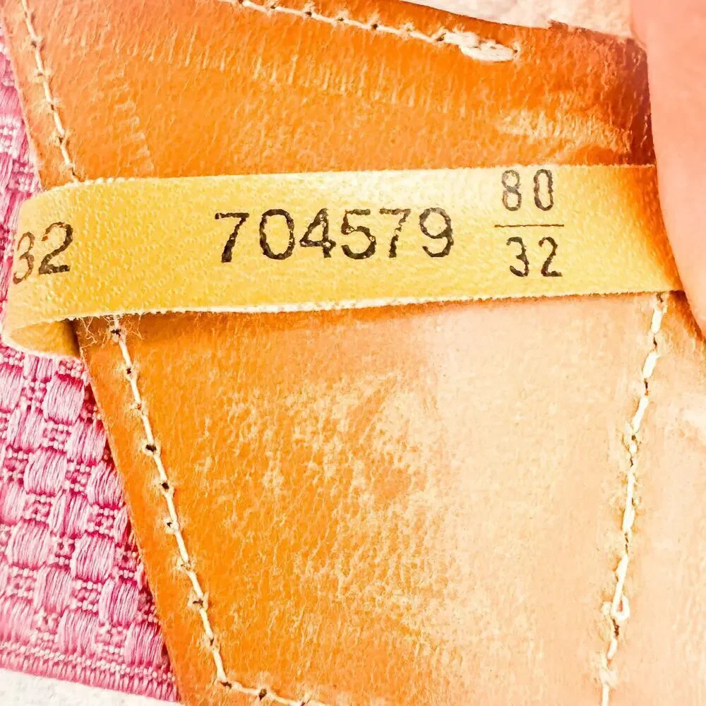 Guy Laroche France Vintage Pink Stretch Woven Color Belt Leather Accent Size 32
